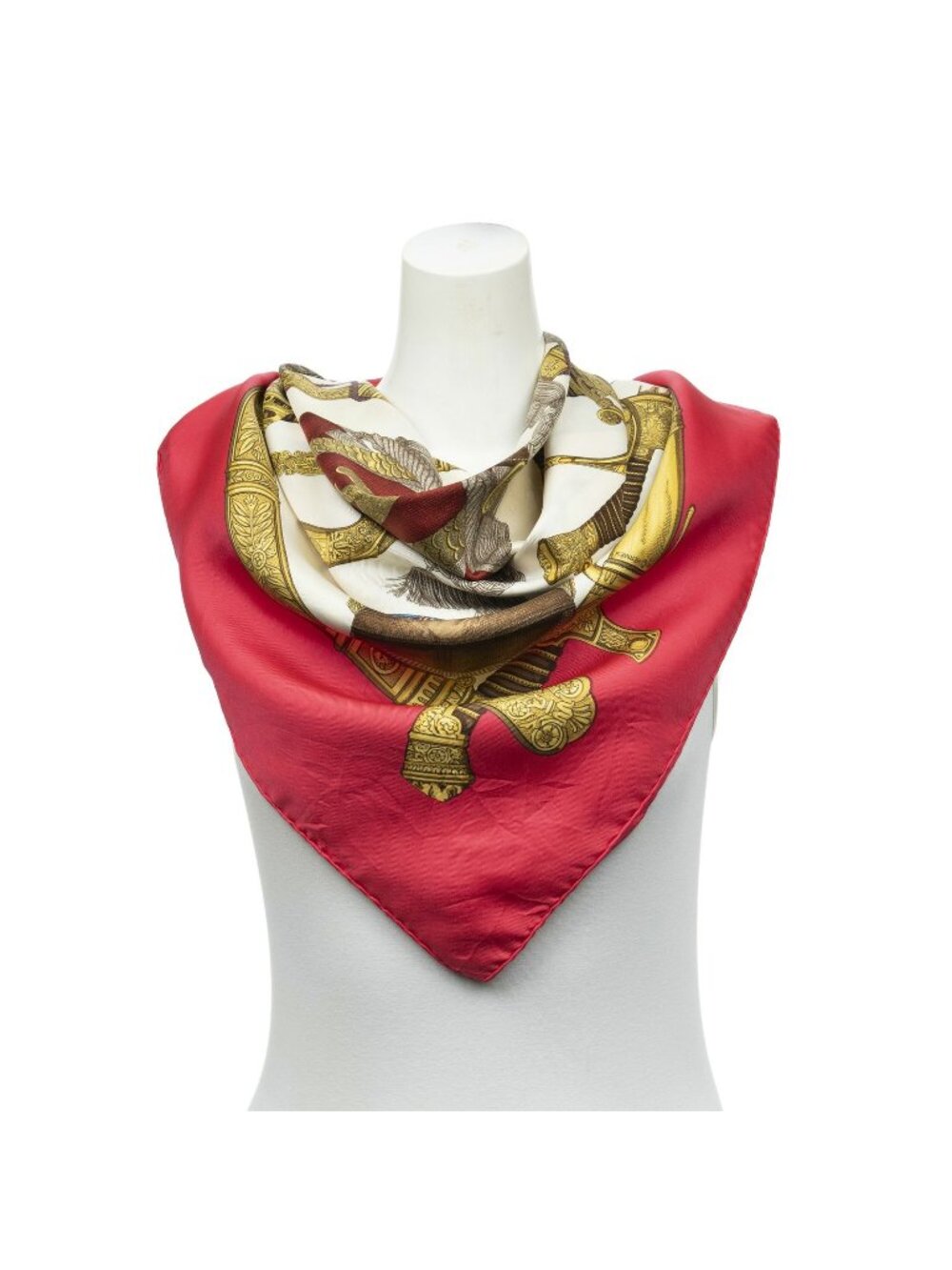 Hermes Scarf Fuchsia Gold Brown Twill Silk